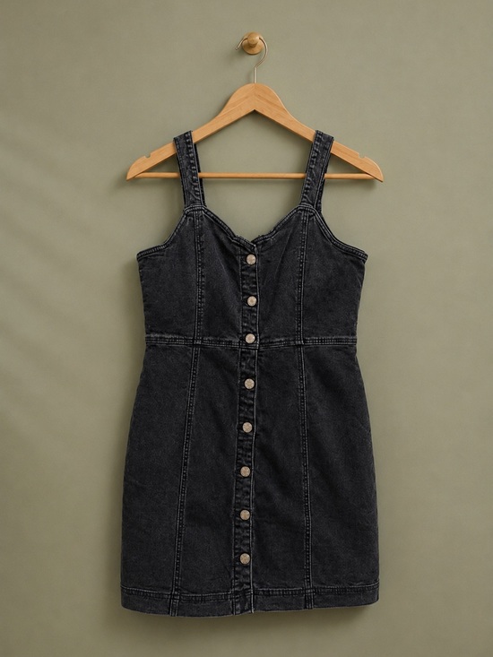 Dresses & Skirts - 🖤 Washed Black Button-Front Denim Mini Dress 🖤